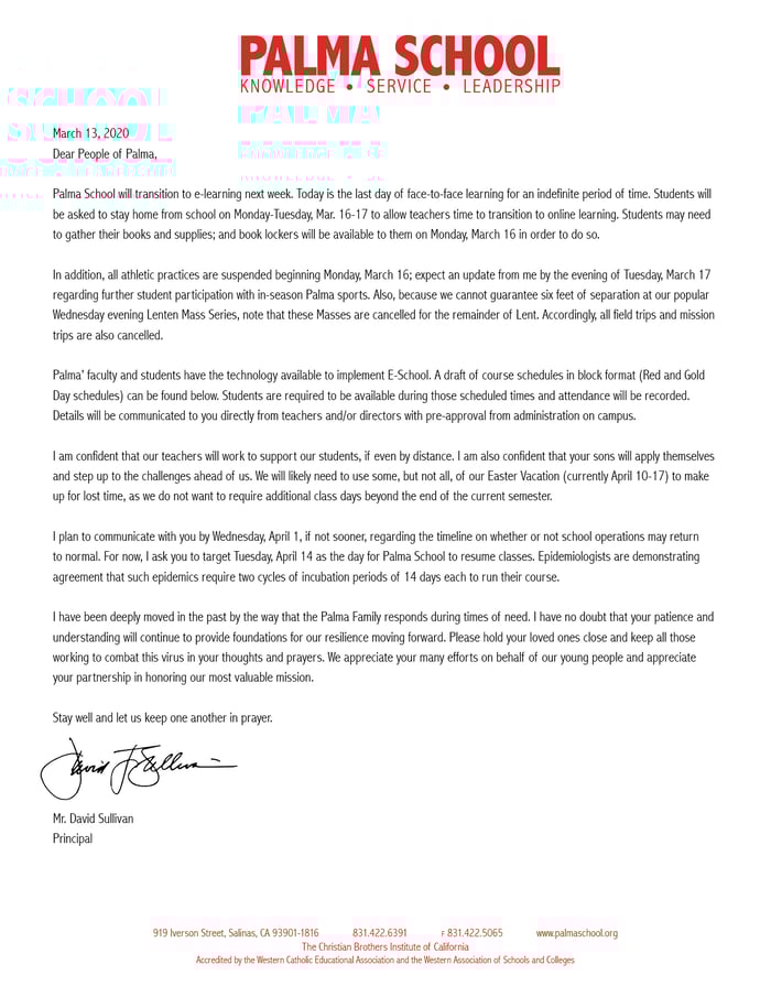Covid Letter 2020-3-13